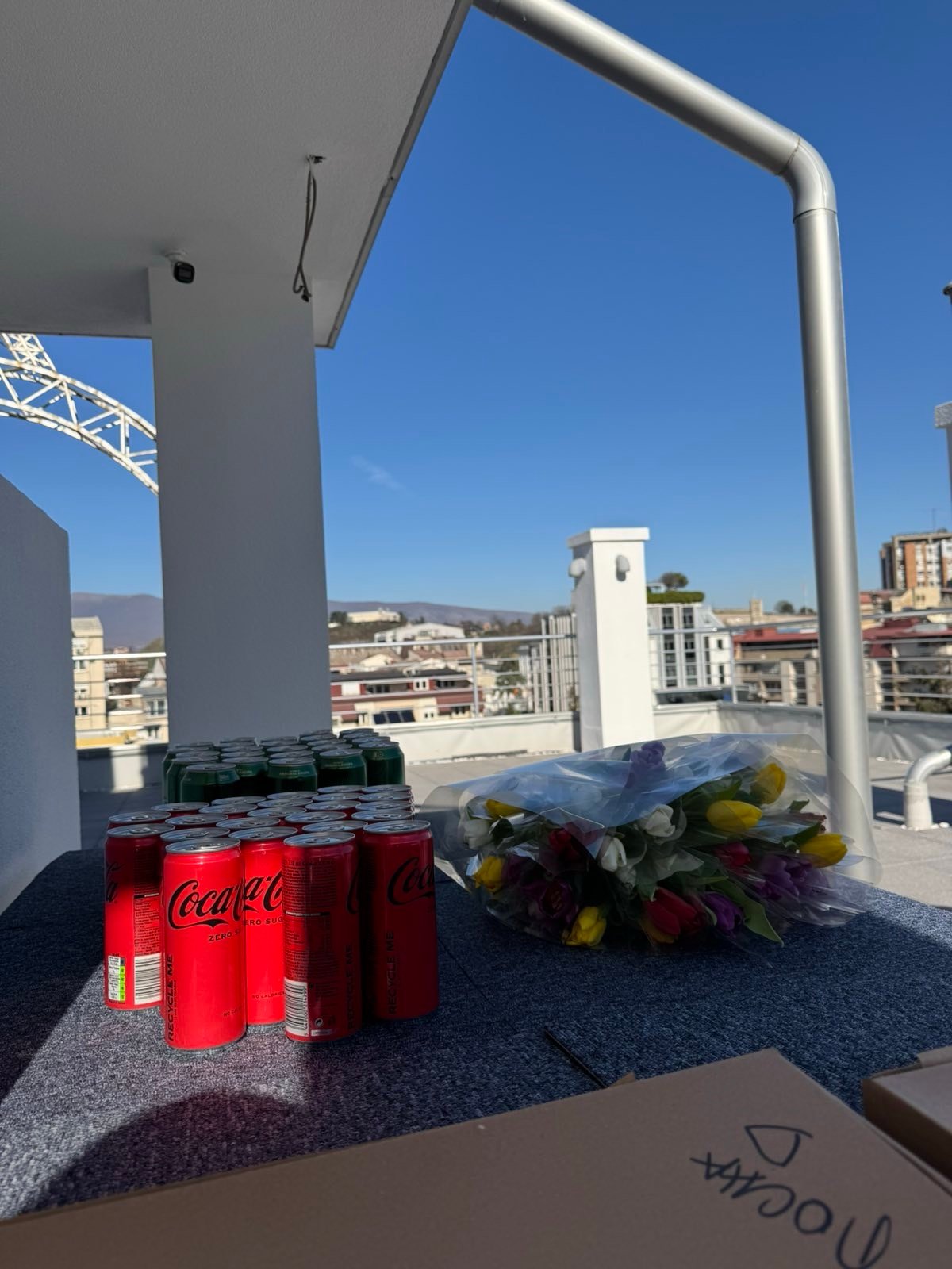 Roof terrace with a view of Skopje